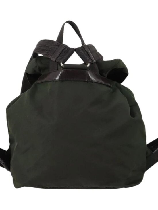 PRADA Backpack Nylon Khaki Silver Auth 147399